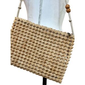 Walbrog natural straw basket weave shoulder bag made in Italy